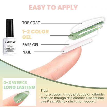 Flash Sale Spring Grass Holographic Shimmer Cat Eye Gel Set 6 Colors 7.5ml - Limited Time 62% OFF
