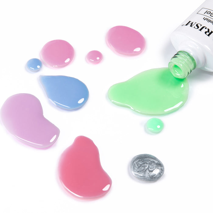 Spring whimsy macaron cat eye gel polish soft pastels translucent jelly texture mint blueberry lavender rose vanilla beam white topper