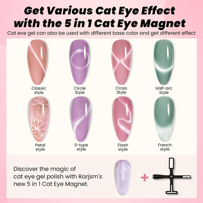 Rarjsm Velvet Cat Eye Gel Polish Kit | 7 Pcs Moonlit Melody $24.99