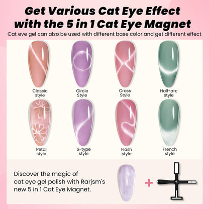 Rarjsm Velvet Cat Eye Gel Polish Kit | 7 Pcs Moonlit Melody $24.99