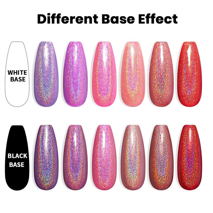 RARJSM ® Purple red pink 6 ColorsHolographic Nail Gel Polish Set