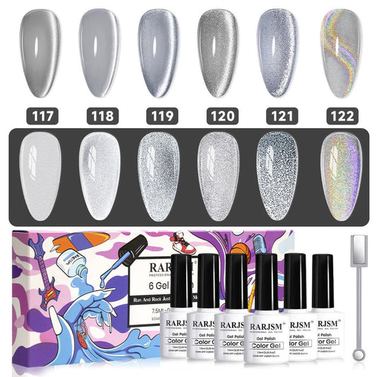 Flash Sale White Cat Eye Gel Nail Polish Set 6 Colors 7.5ml - 52% OFF Limited Time Sale