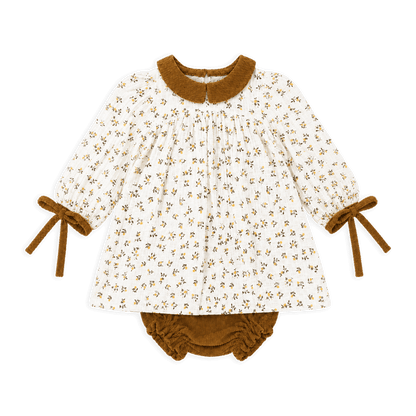 Floral Muslin Baby Dress and Corduroy Bloomer Set, Organic