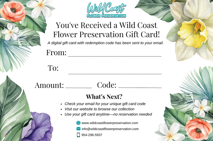 Blank Wild Coast Flower Preservation gift card template