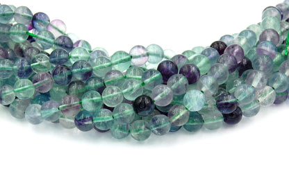 Fluorite -8mm Rainbow Fluorite Round (AB grade) Beads-  15.5 inch strand