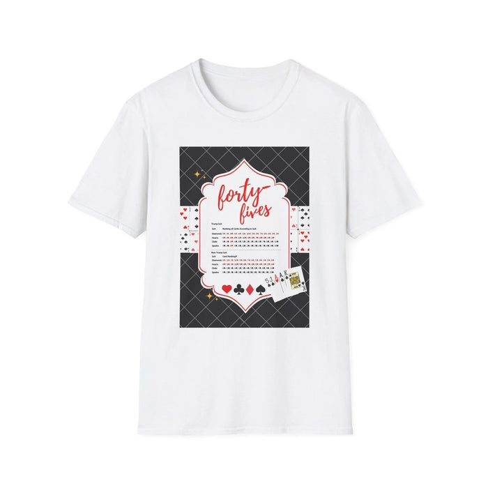Forty-Fives Card Rankings - Black Background - Unisex T-Shirt - Whippie's