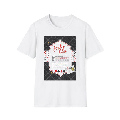 Forty-Fives Card Rankings - Black Background - Unisex T-Shirt - Whippie's