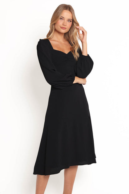 Petal and Pup USA DRESSES Franklin Long Sleeve Midi Dress - Black