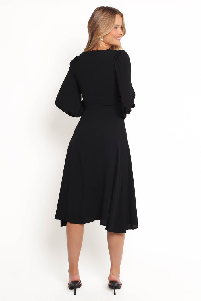 Petal and Pup USA DRESSES Franklin Long Sleeve Midi Dress - Black