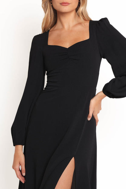 Petal and Pup USA DRESSES Franklin Long Sleeve Midi Dress - Black