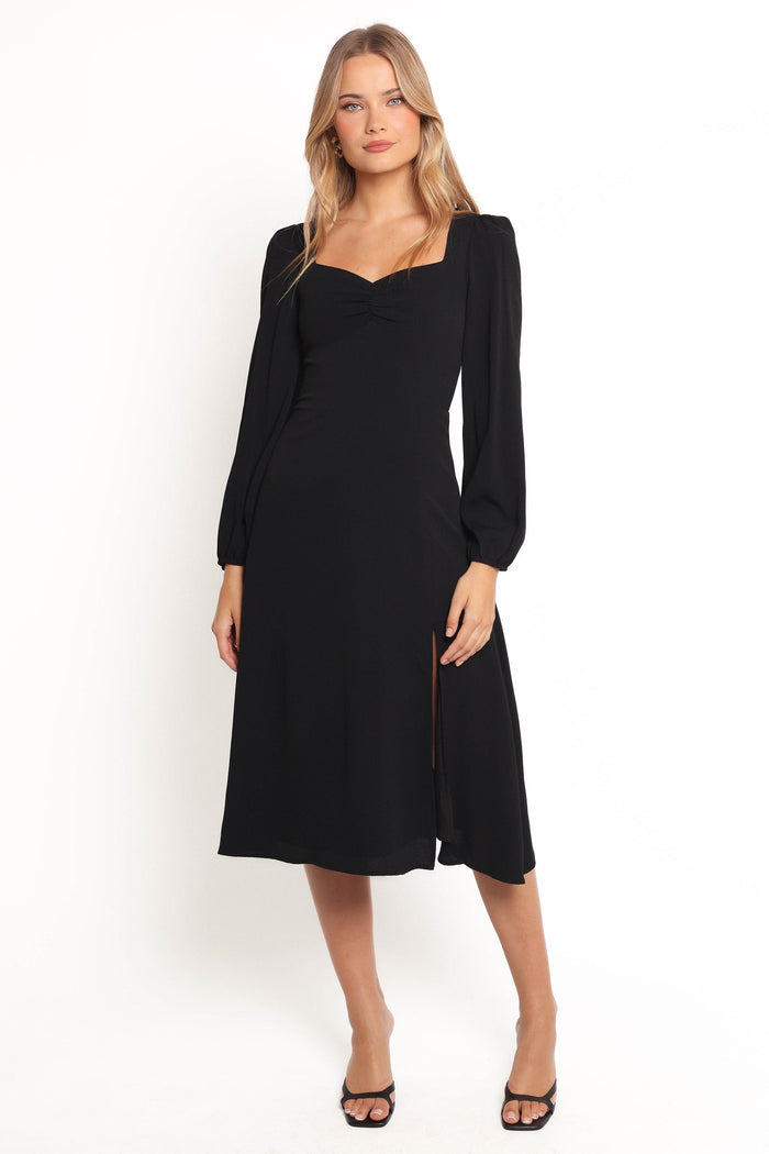 Petal and Pup USA DRESSES Franklin Long Sleeve Midi Dress - Black