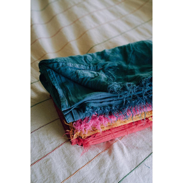 Fringed Linen Pillow Case | Indigo