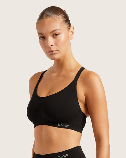 Full Bust Wireless Racerback Bra - Black
