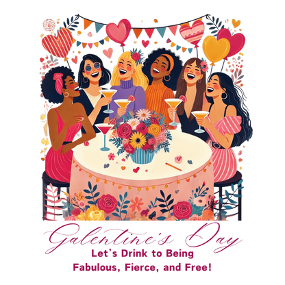 💖 Galentine's Day: Fabulous, Fierce & Free! 🥂 Ladies' V-Neck Tee ✨ Celebrate the power of female friendship! - Whippie's