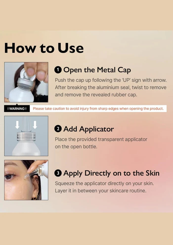 Instructions on how to use a skincare product with text and images.
