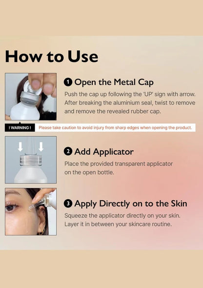 Instructions on how to use a skincare product with text and images.
