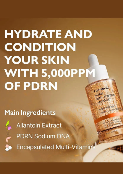 Skincare product with text about hydrating and conditioning skin using PDRN.