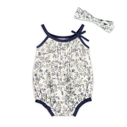 Gia Floral Muslin Baby Romper + Headband (Organic Cotton)