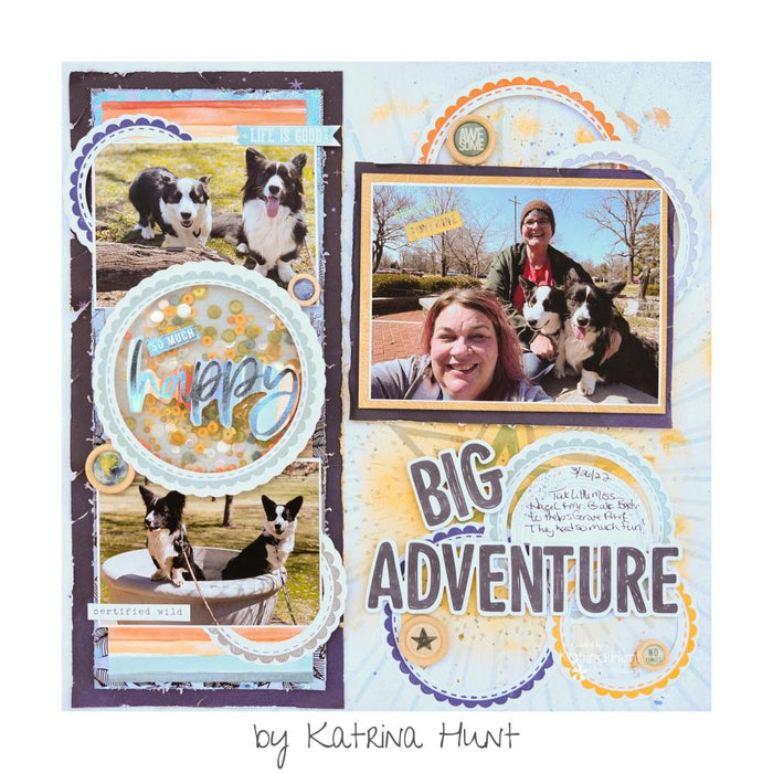 Gina K. Designs - Deco Foil Adhesive Transfer Sheets - Sentiments 1. Features bold Happy and Thanks designs, with other related words you can mix and match to create your desired message.  Available at Embellish Away located in Bowmanville Ontario Canada. Example by Katarina Hunt.