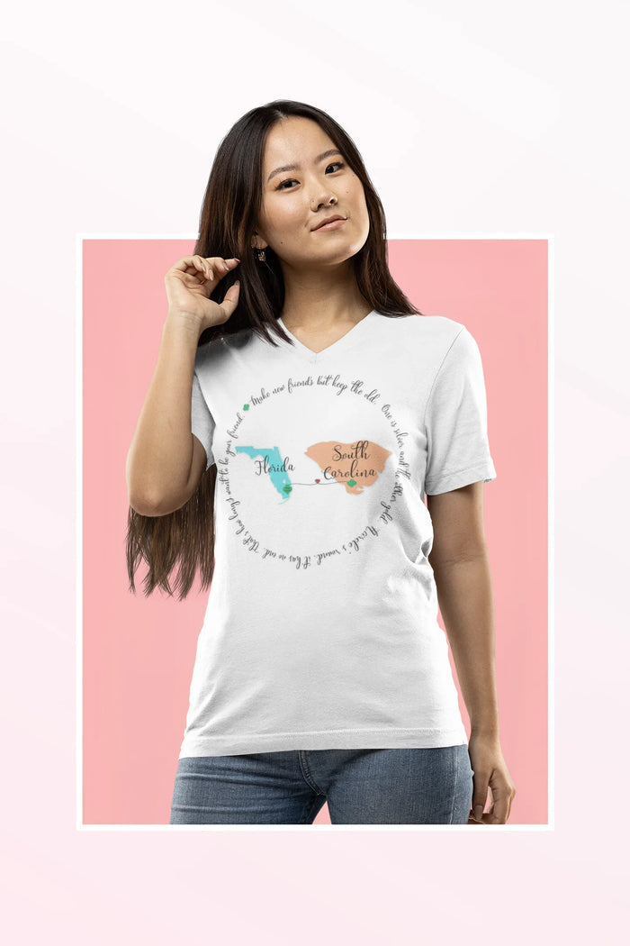 Girl Scout Friendship Moving to New State V-Neck T-shirt - Personalizable - Whippie's