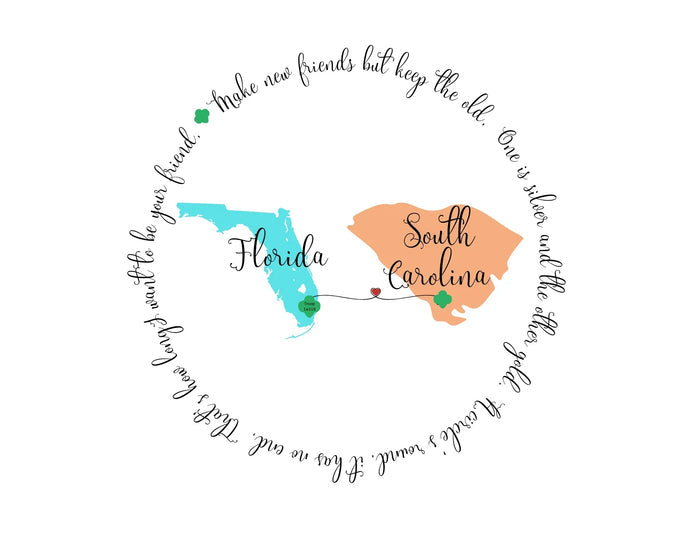 Girl Scout Friendship Moving to New State V-Neck T-shirt - Personalizable - Whippie's