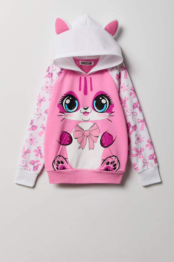 Girls 3D Cat Character Hoodie