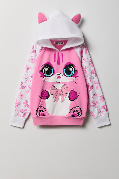 Girls 3D Cat Character Hoodie
