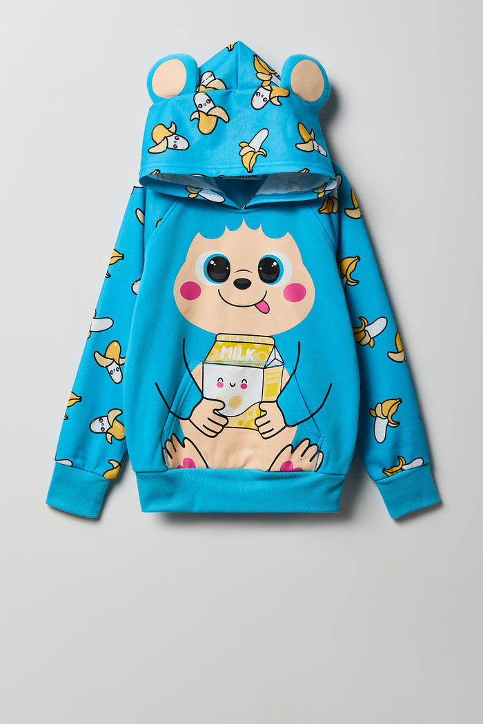 Girls 3D Monkey Character Hoodie