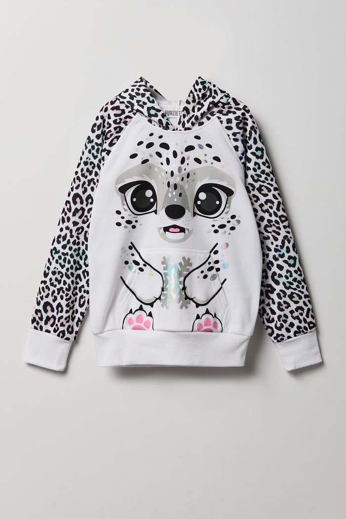 Girls 3D Snow Leopard Character Hoodie