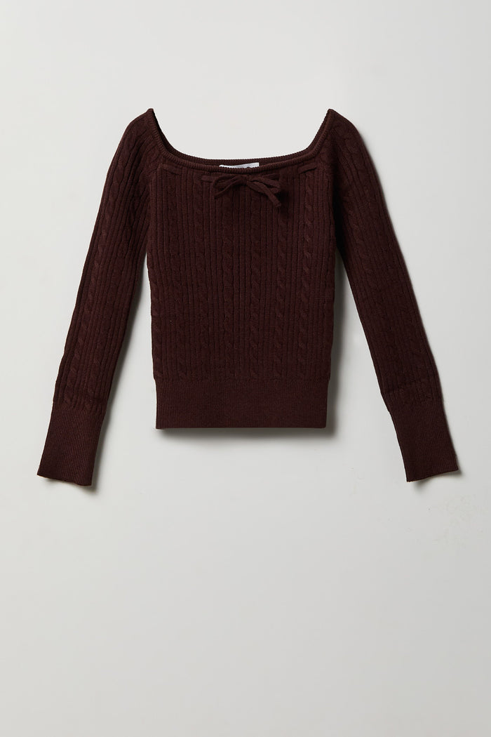Girls Bow Neckline Sweater