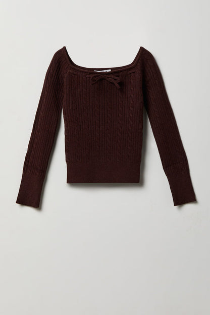 Girls Bow Neckline Sweater
