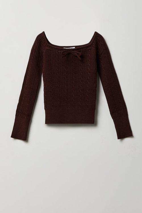 Girls Bow Neckline Sweater