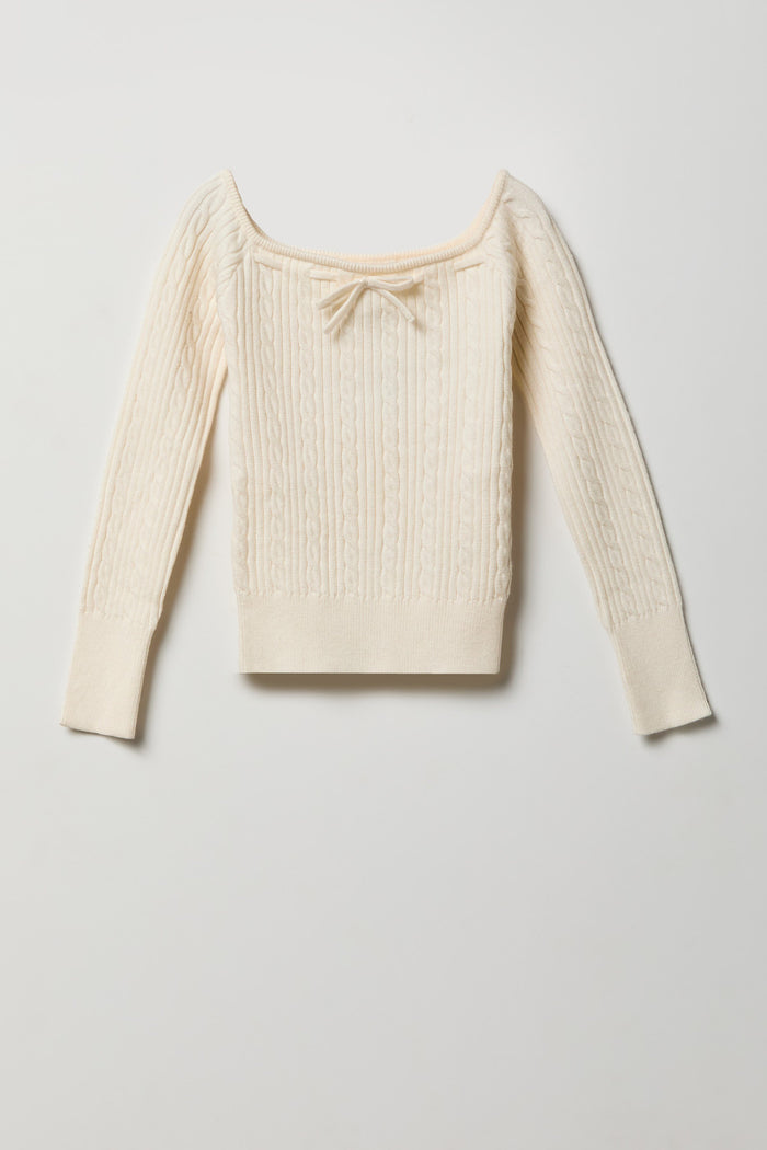 Girls Bow Neckline Sweater