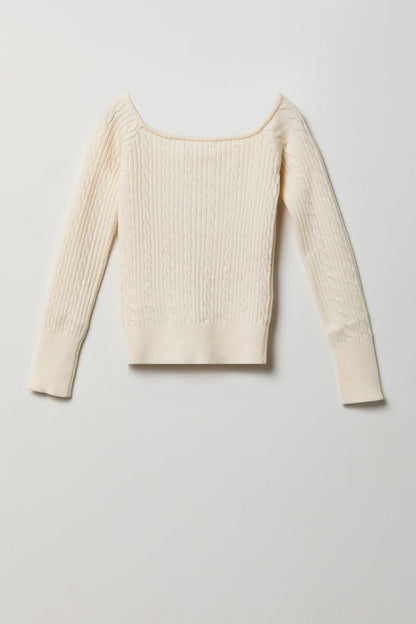 Girls Bow Neckline Sweater