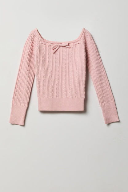 Girls Bow Neckline Sweater