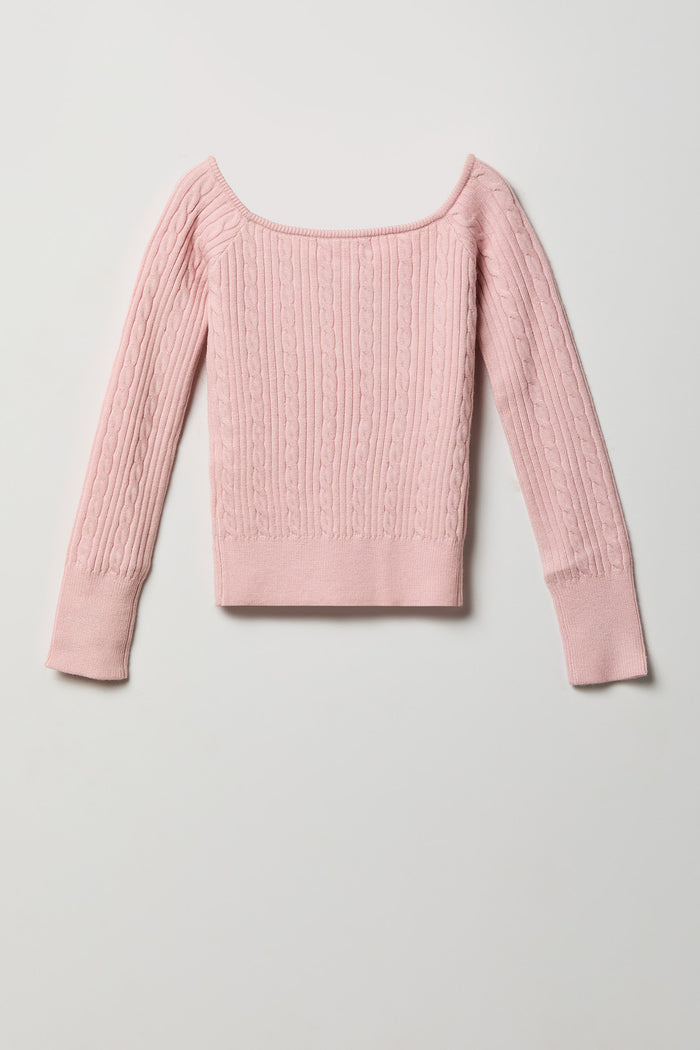 Girls Bow Neckline Sweater