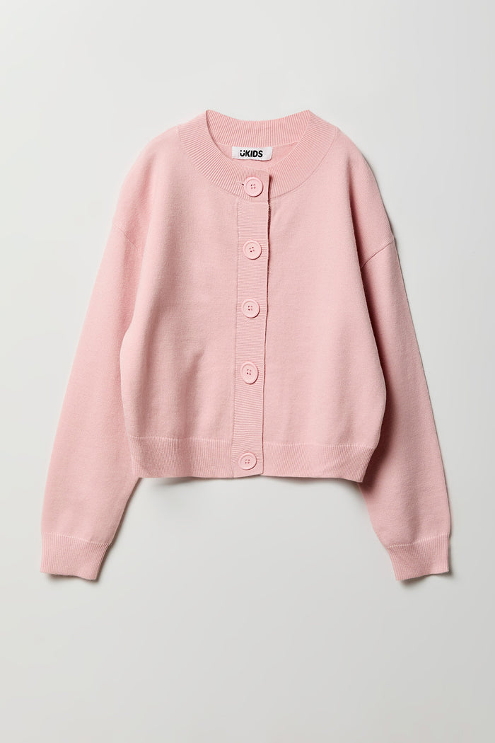 Girls Button Front Cardigan