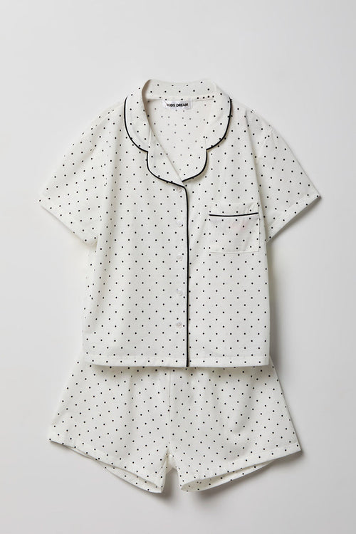 Girls Button-Up Top & Short Pajama Set