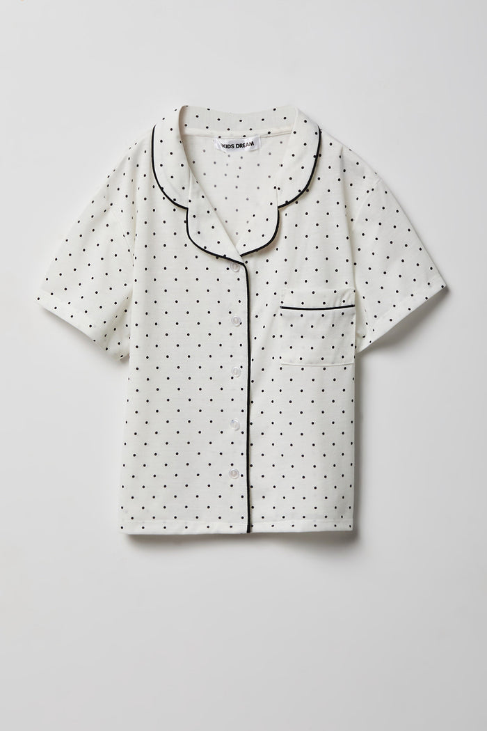 Girls Button-Up Top & Short Pajama Set