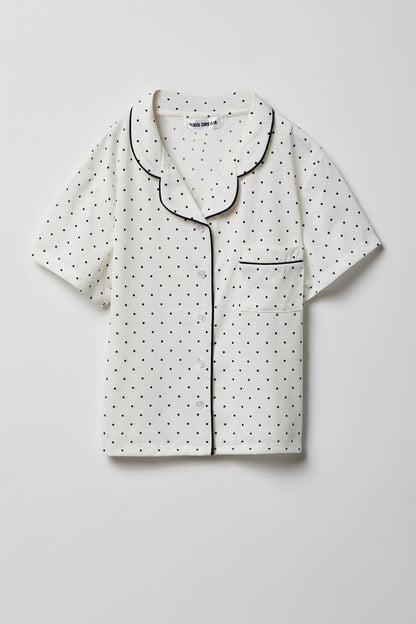 Girls Button-Up Top & Short Pajama Set