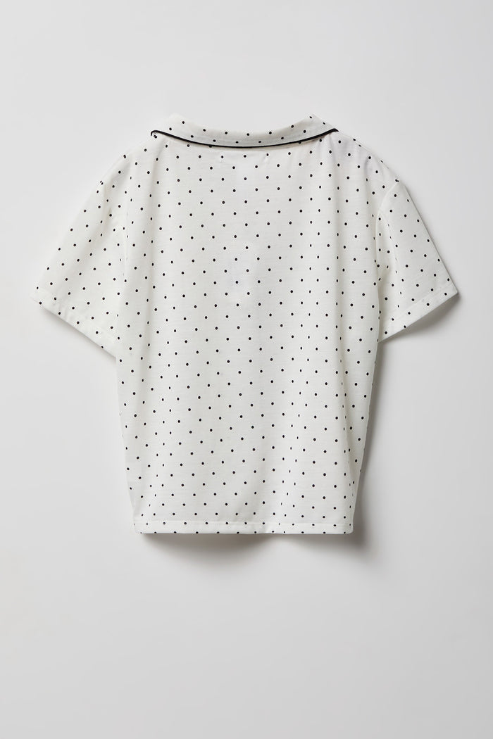 Girls Button-Up Top & Short Pajama Set