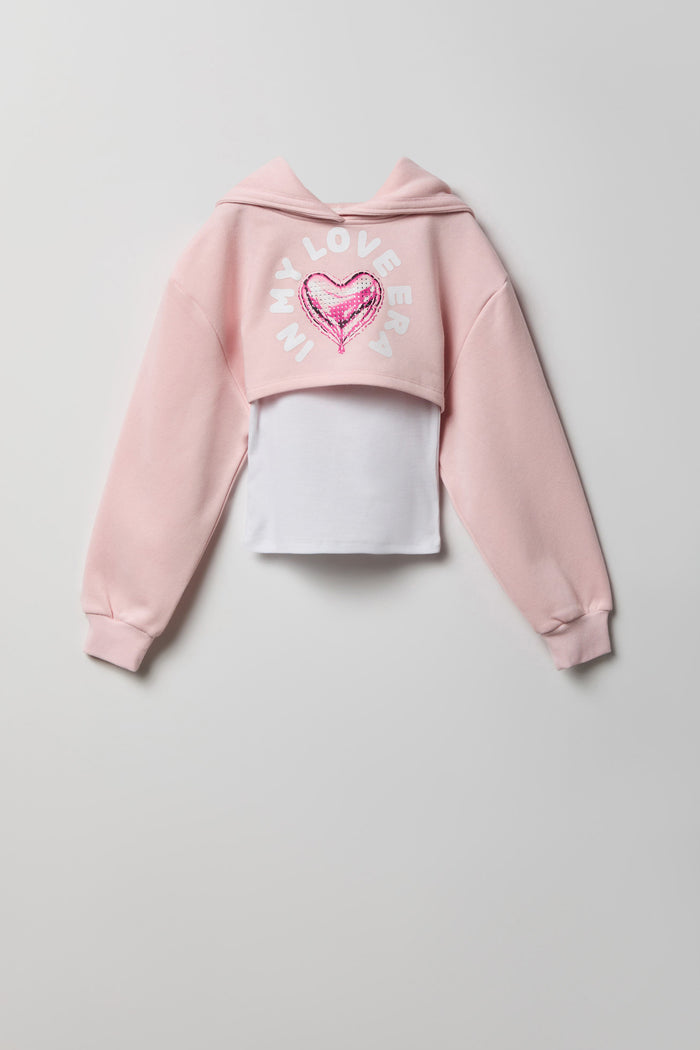 Girls Graphic Fleece Hoodie & Tank Set