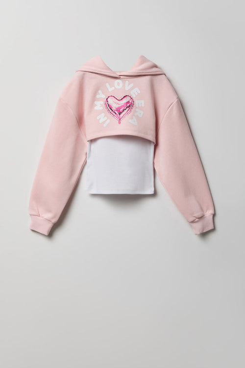 Girls Graphic Fleece Hoodie & Tank Set