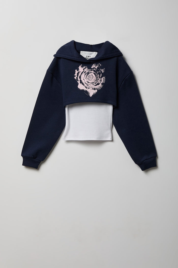 Girls Graphic Fleece Hoodie & Tank Set