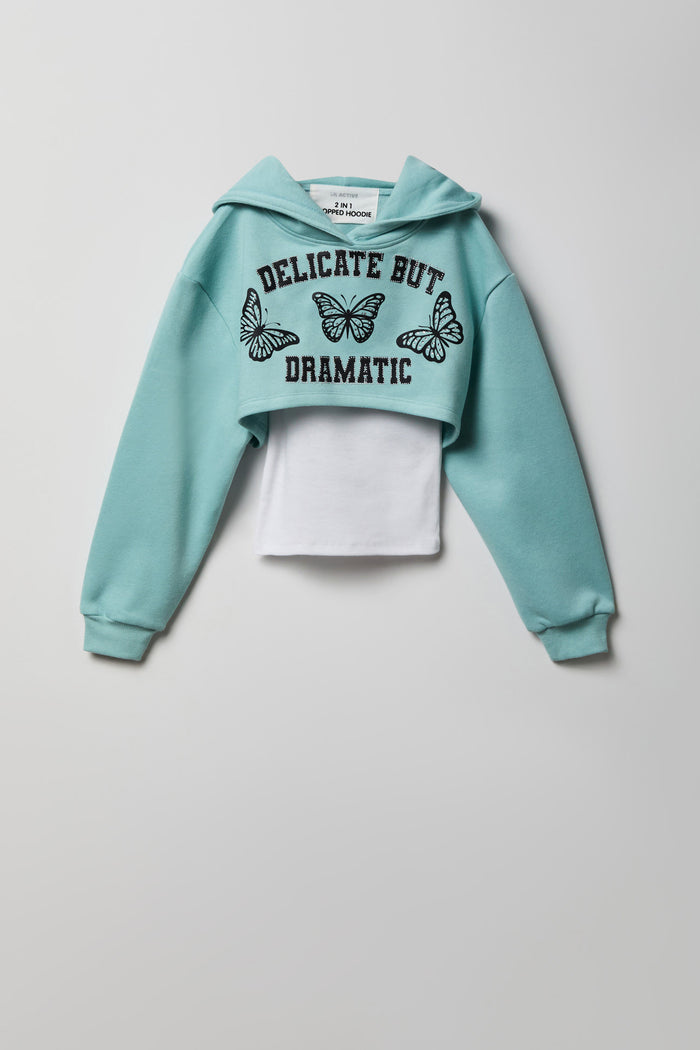 Girls Graphic Fleece Hoodie & Tank Set