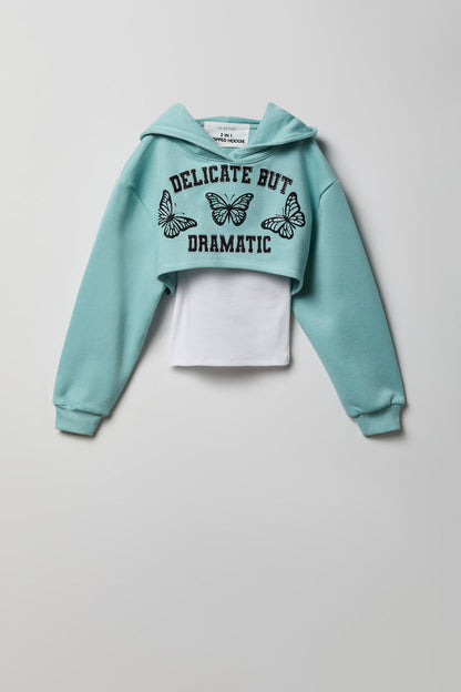 Girls Graphic Fleece Hoodie & Tank Set