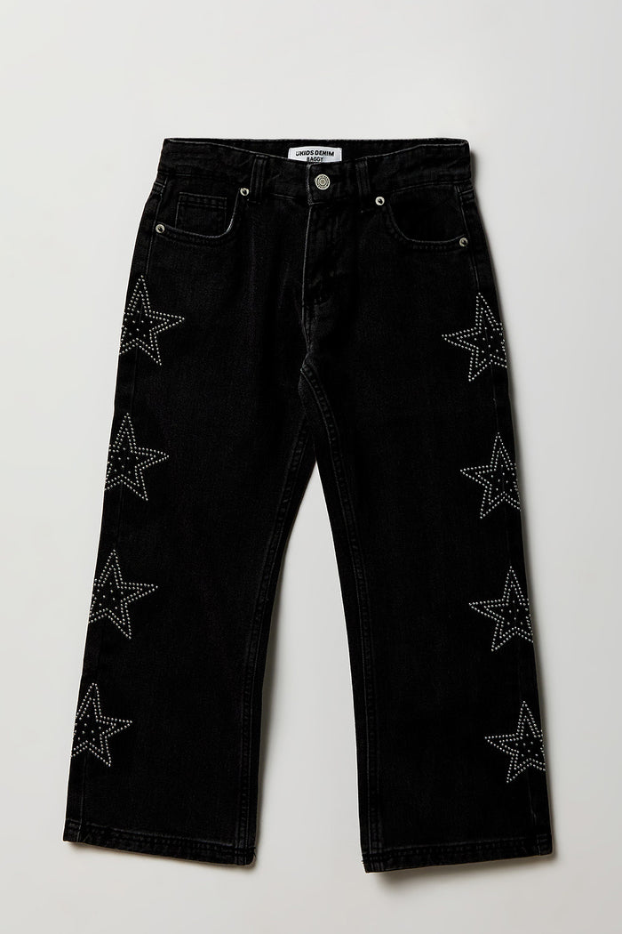 Girls Low Rise Star Studded Baggy Jean