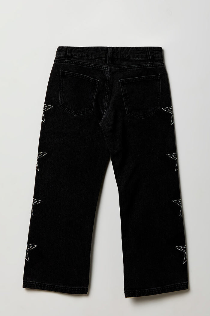 Girls Low Rise Star Studded Baggy Jean