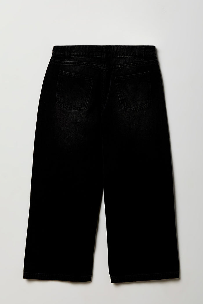 Girls Mid Rise Heart Studded Super Baggy Jean
