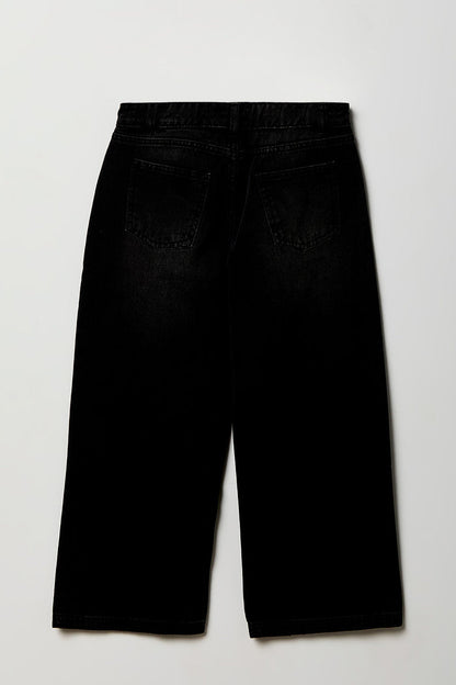 Girls Mid Rise Heart Studded Super Baggy Jean